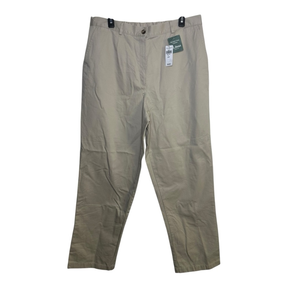 L.L.Bean Khaki Straight Leg Casual Pant 100% Cotton Size 18 womens new with tags